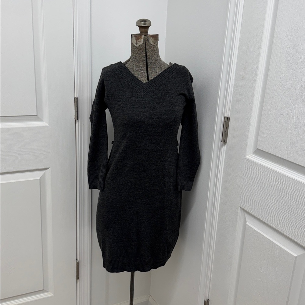 My Michelle size Medium Charcoal V-Neck Long Sleeve Sweater Dress